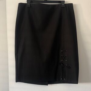 Talbots Elegant Black Skirt with Lace-Up Detail